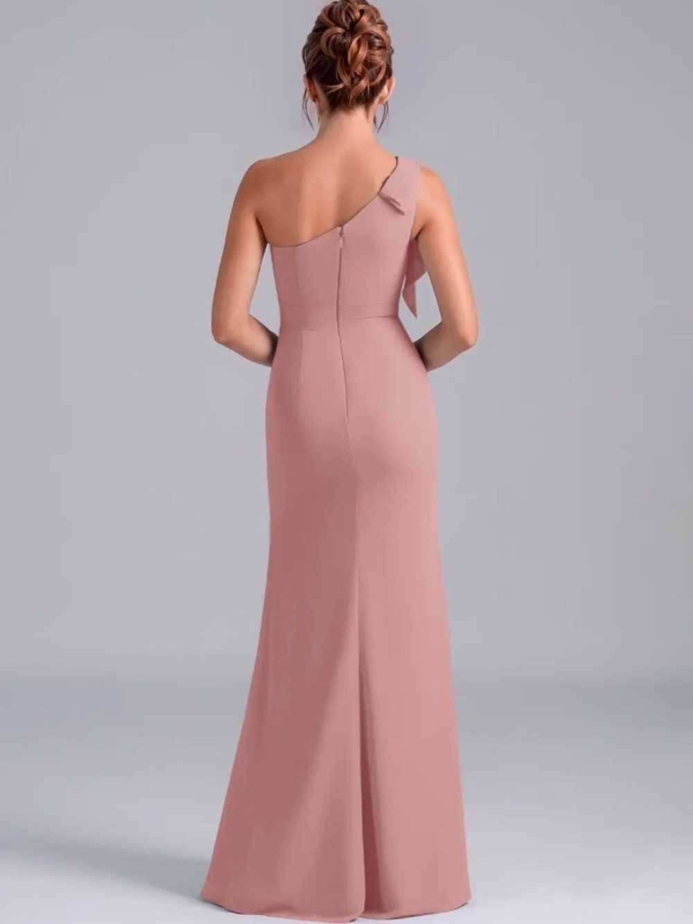 Azazie Rinna Dusty Rose Mermaid Gown | C | One Shoulder Formal Dress | Bridesmai - Picture 2 of 7